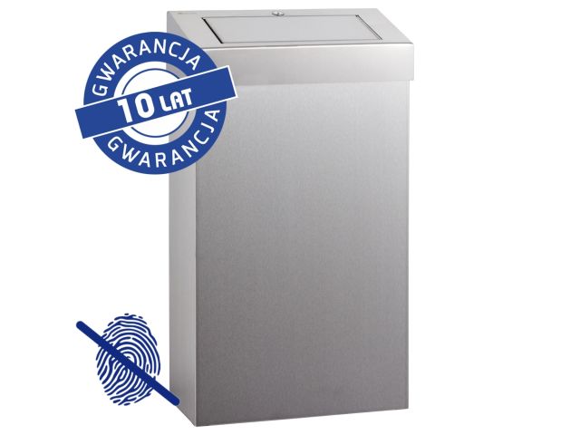 Kosz z uchylną pokrywą MERIDA STELLA SLIM Anti-FingerPrint, 27 l, stal matowa z powłoką AFP
